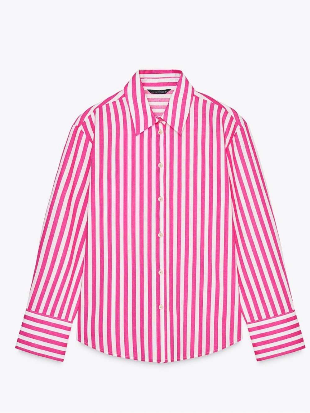 Zara Pink & White Vertical Stripe Button-Down Shirt